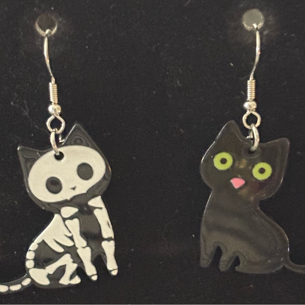 Black and White Cat Earrings
